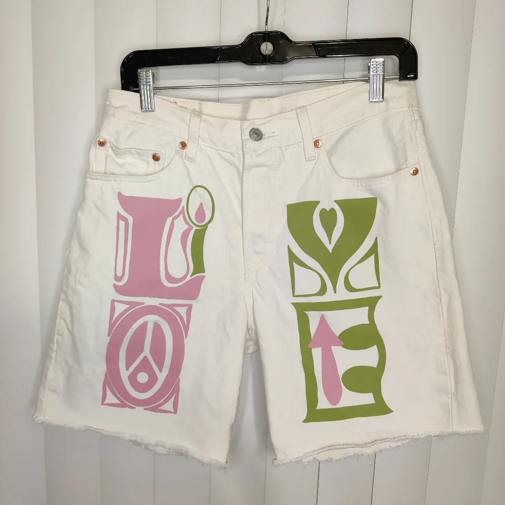 Levi's 501 90's high rise "Love" denim shorts size 27w - Picture 1 of 4